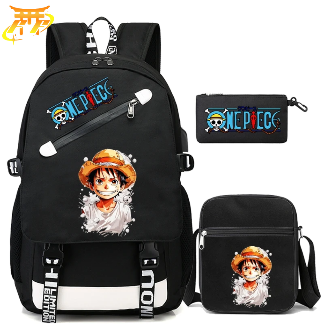 Cartable avec Trousse et Sacoche Luffy - One Piece™