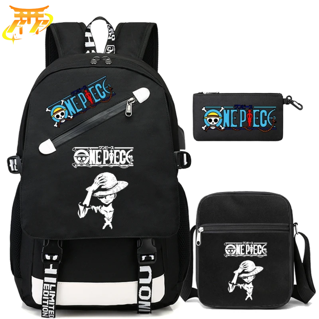 Cartable avec Trousse et Sacoche Monkey D. Luffy - One Piece™